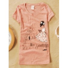 Short Sleeve Causal T-Shirt (i6-Tower_Girl) - 2 Colours