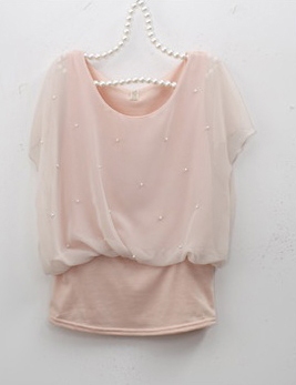 Korea Style Chiffon Short Sleeve Blouse 