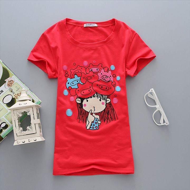 red, Slim, short sleeve, T-Shirt, Girl, lady t-shirt, women top, cute tshirt