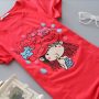 E10 red: piggy girl 1 red, Slim, short sleeve, T-Shirt, Girl, lady t-shirt, women top, cute tshirt