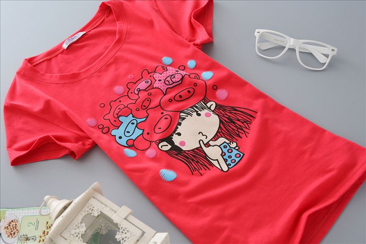 red, Slim, short sleeve, T-Shirt, Girl, lady t-shirt, women top, cute tshirt