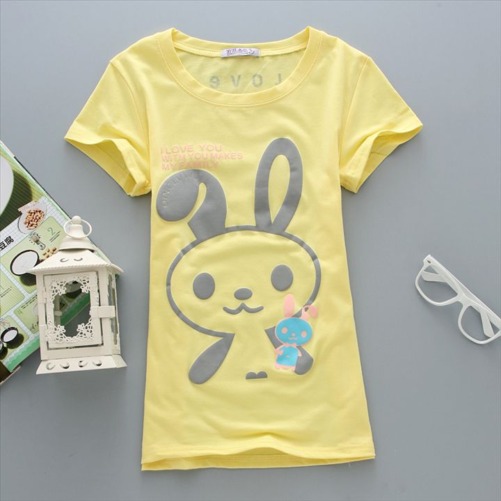 Yellow, Slim, short sleeve, T-Shirt, Girl, lady t-shirt, women top, cute tshirt