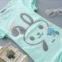 E14 blue: Rabbit 1 blue, Slim, short sleeve, T-Shirt, Girl, lady t-shirt, women top, cute tshirt