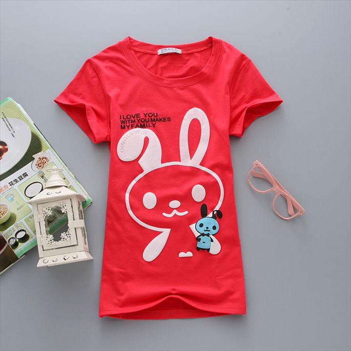 Red, Slim, short sleeve, T-Shirt, Girl, lady t-shirt, women top, cute tshirt