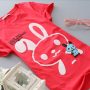 E14 red: Rabbit 1 Red, Slim, short sleeve, T-Shirt, Girl, lady t-shirt, women top, cute tshirt
